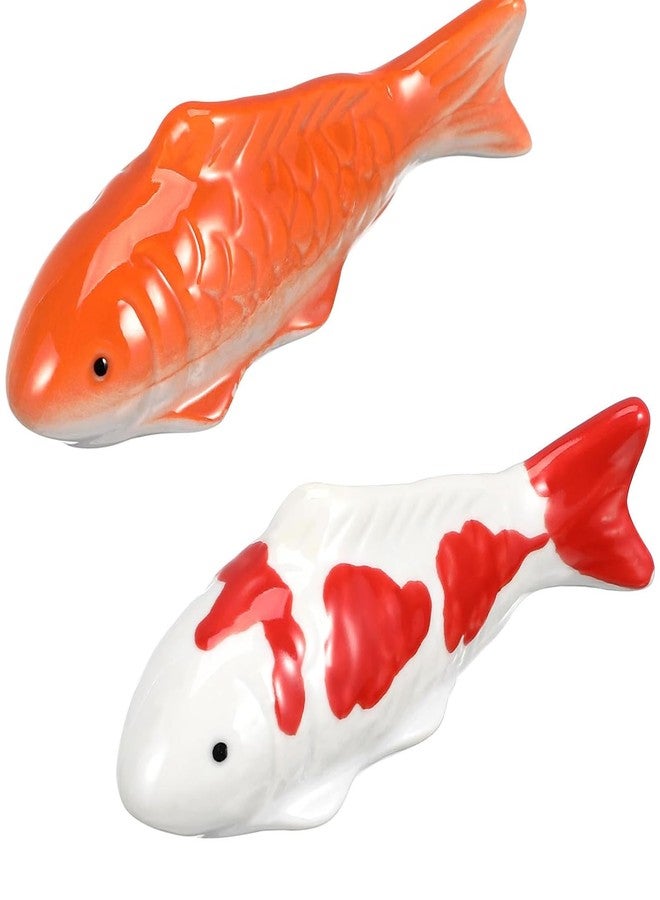 Wionin Lifelike Floating Fish Decor - Realistic Ceramic Koi & Goldfish for Aquarium, Pond, Tabletop - Set of 2 Vibrant Hand-Painted Mini Fake Fish for Office Desk, Garden Pots - Image 1